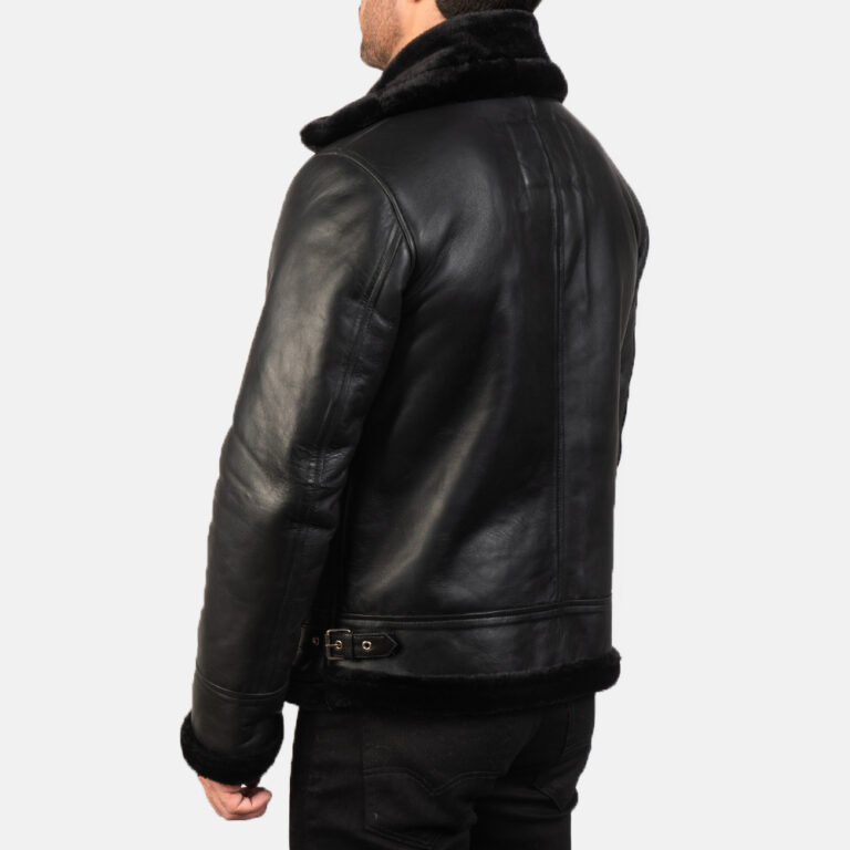 Mens Francis B-3 Black Leather Bomber Jacket7998-8-1578568388204